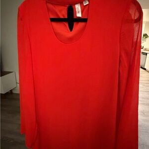 Tacera Red Long-Sleeve Shift Dress